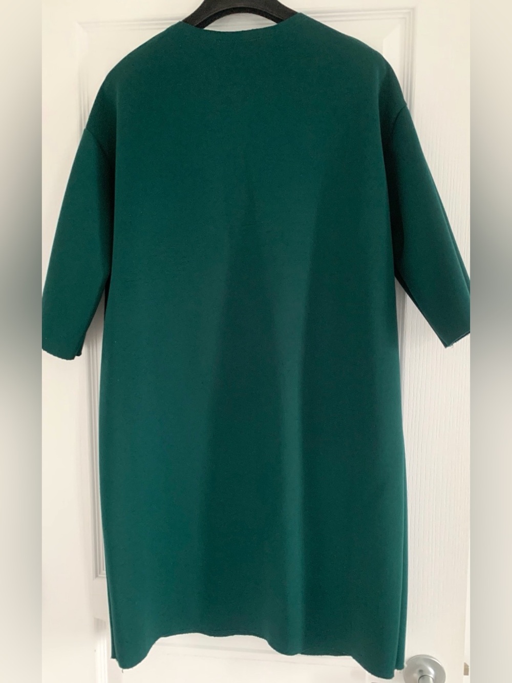 Elegant Forest Green V-Neck Shift Dress - Picture 3 of 6